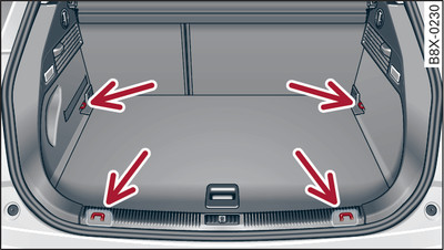 Luggage compartment: Location of fastening rings